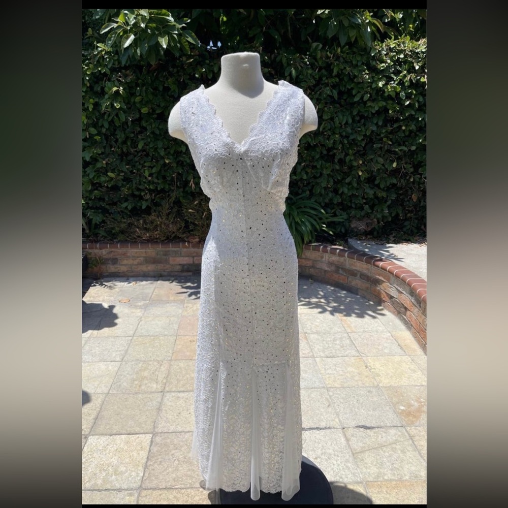 Candite white lace sequin dress size medium